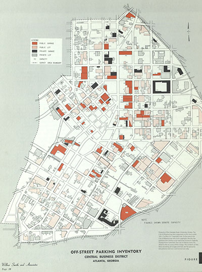 Downtown Atlanta parking locations, 1967