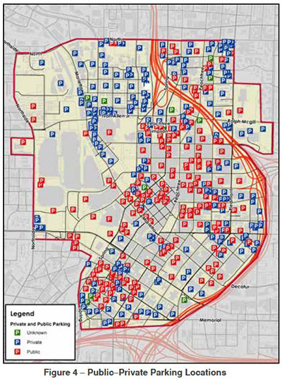 Downtown Atlanta parking locations, 2014